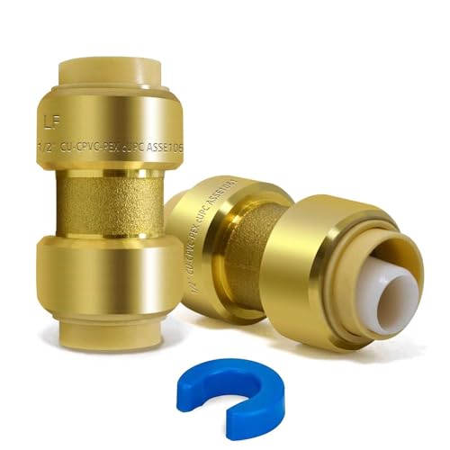 TTFLEX 1/2-inch Straight Coupling Push to Connect Plumbing Fitting with 1 Disconnect Clip, Connect to PEX,Copper,CPVC,Pipe-2 PACK -  TT FLEX, ac70b502-3d80-404b-b998-e4fbe4f08752