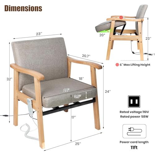 Image of EasyVibe 22 inch Extra Wide Power Lift Chair for Elderly - Compact Solid Wood & Breathable Fabric Electric Sit to Stand Chair, Motorized Upright Armchair for Seniors, Supports 280 lbs, Beige