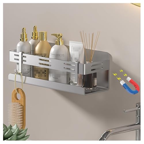 浴室用ラック マグネット シャワーラック お風呂ラック 304ステンレス 防水と防錆 強力磁石壁掛け 収納棚ラック バスルーム 風呂場 キッチン 洗面所 冷蔵庫ラック 水切り 壁棚 フック2個付き