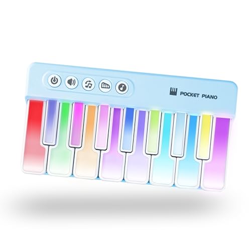 HACOCOLA Mini Keyboard Piano Toy, Portable Light Up Pocket Piano