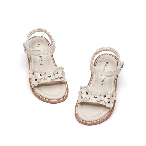 Image of Felix & Flora Toddler Girl Sandals - Little Girl Easter Dress Shoes Lightweight Open Toe Beach Holiday Flats