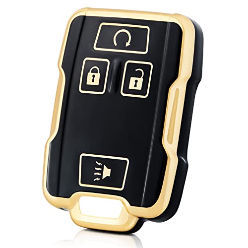 HelloAuto Key Fob Cover for Chevy Silverado Colorado 2014-2020, TPU Key Cover for GMC Canyon Sierra 1500 2500 3500 HD Protection Shell (Black) FCC ID: M3N-32337100