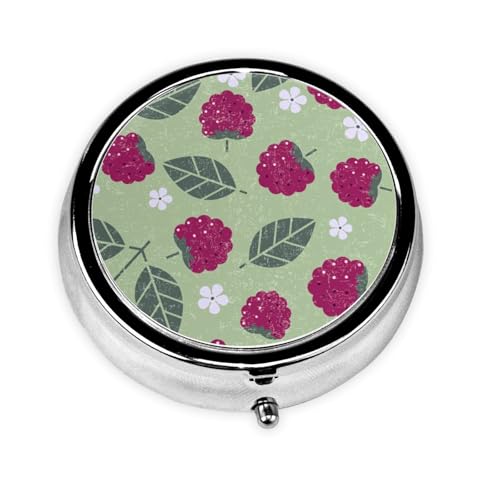 ラズベリーの実 可愛らしい果実 フルーツ柄 ワンタッチコンパクト錠剤入れ 旅行用ピルボックス