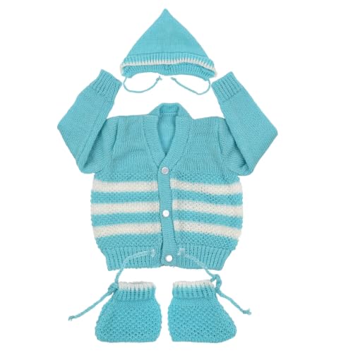 Image of Infants Woollen Set /Babies Woolen Sweater(Firozi, 3 to 6 Months) 3 Pcs Set
