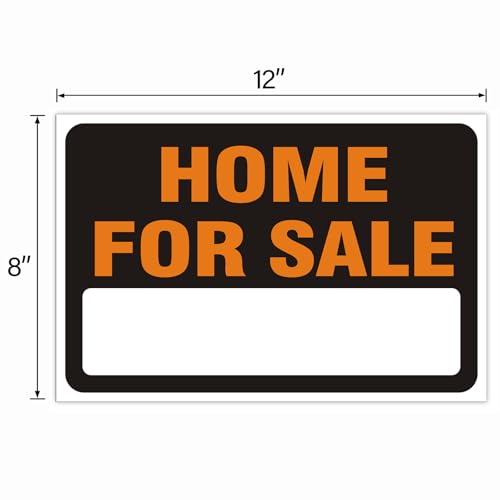 Image of Reflective Home For Sale Sign Stickers 2 Pack, 12 inchx8 inch Real Estate Stickers, Self-Adhesive Waterproof For Sale Signs for Car Windows, Doors & Yard (Orange)