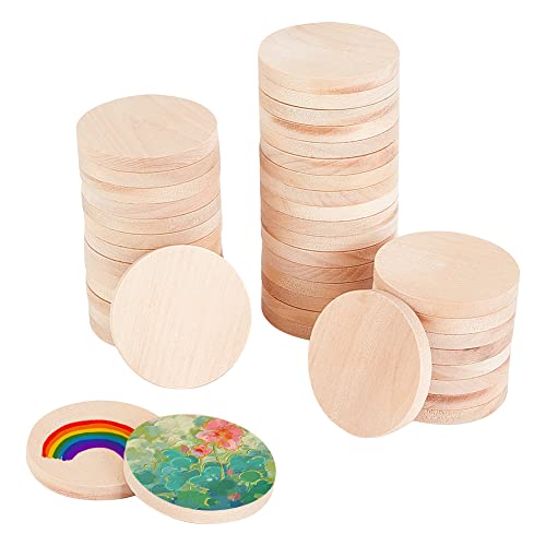 OLYCRAFT 50 Stück 4 cm Naturholzscheiben 5 mm Dick unfertige Holzkreise Blanko Naturholzkreise Runde Ausschnitte Dicke Holzscheiben Chip Für Heimwerkerhandwerk Malerei Holzgravur Wohnkultur