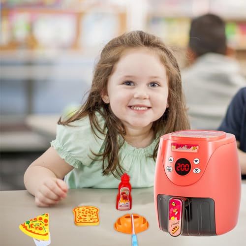 Ngbbby Kids Toy Kitchen Set with Air Fryer 15PCS Accessories, Cookies Maker with Music & Lights Color Changing Foods, for Aged 3+ Children - Image 6