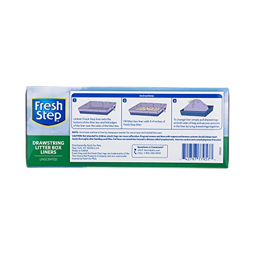 Fresh Step Forro de caixa de areia com cordão, sem cheiro, tamanho grande, 76 cm x 43 cm – 7 unidade