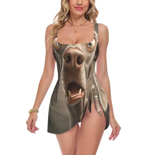 Bañador de natación elástico para mujer con diseño divertido Weimaraner