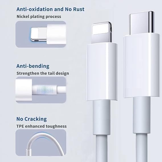Image of THE BATTERY STORE Orignal 20W Fast Charging Cable for iPhone 11, 12, 14 Series | 11, 11 Pro, 11 Pro max| 12,12 Mini, 12 Pro,12 Pro Max|,13 Mini,13 Pro Max| 14, 14 Plus,14 Pro Max (Only Cable (BB94)
