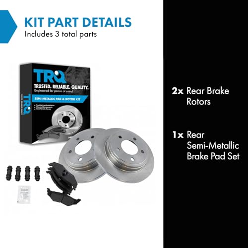 Image of TRQ Rear Brake Pad & Rotor Set Semi Metallic Solid Rotors | For 1999-2004 Chrysler 300M 1995-2004 Concorde 1995-2001 LHS 1995-2004 Dodge Intrepid 1995-1997 Eagle Vision