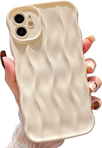 EYZUTAK 3D Water Ripple Pattern Case for iPhone 11 6.1 inch, Solid Color Cute Curly Waves Frame Shape Phone Case Glossy Shockproof Soft TPU Anti-scratch Phone Cover Slim Bumper Case - Silver