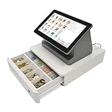 ASSUR Cash Register All-in-One POS System - 11.6 inch Touch Screen, Customer Display, 58mm Receipt Printer POS Machine with Software, Electronic Cash Register (POS+Cash Drawer)