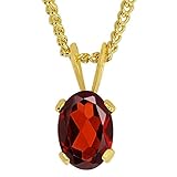 0.85 Ct 7X5MM Oval Red Garnet Gold Plated Pendant with 18