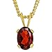 Gem Stone King 18K Yellow Gold Plated Oval Red Garnet Pendant Necklace for Women | Oval 7X5MM | Gemstone Birthstone | With 18 Inches Chain