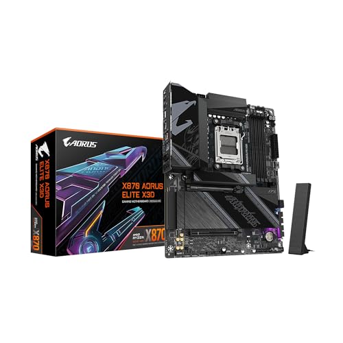 GIGABYTE X870 AORUS Elite X3D AMD AM5 ATX Motherboard, Supports AMD Ryzen 9000/8000/7000 Series, DDR5, 16+2+2 Power Phase, 4X M.2, PCIe 5.0, USB4, WIFI7, 5 GbE, PCIe EZ-Latch Plus, 5-Year Warranty