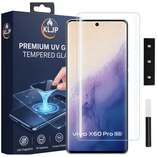 Image of Premium HD+ UV Tempered Glass Screen Protector For Vivo X60 Pro (Pack of 1) Full Adhesive UV Curved Screen Protector Case Friendly HD Clarity with installation kit