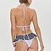 Women's 2pcs Bikini Set Sexy Halter Neck Tie Up Plaid/Dot Print Ruffle Trim High Elastic Fashion Swimsuit (Black, L)