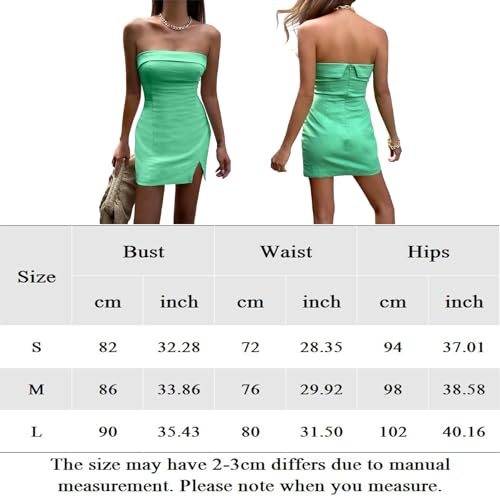 BBIQI Vestido tubinho sem alças, sexy, colado ao corpo, para mulheres, fenda sem mangas, costas nuas