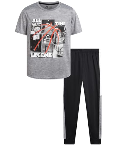 Pro Athlete Boys Pant Set - 2 Piece Tracksuit with Short Sleeve Graphic Tee and Tricot Jogger Sweatpants for Boys (8-16)