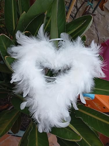 Cœur Blanc en Plumes à Suspendre 20 cm