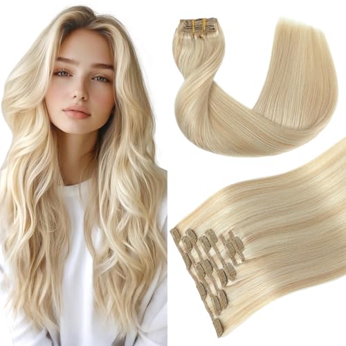 Youngsmile Clip in Hair Extensions Human Hair, Real Human Hair