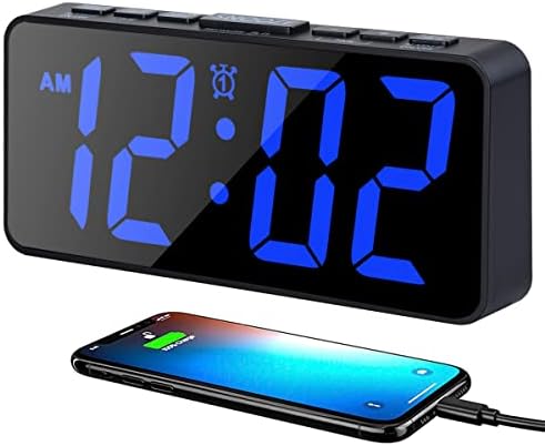 BOCTOP 7.5 in Digital Alarm Clock for Bedrooms, Bedside Clock with 0-100% Adjustable Brightness Dimmer, Snooze, Adjustable Volume, 12/24Hr, Easy to Set, Compact Desk Clock for Bedroom
