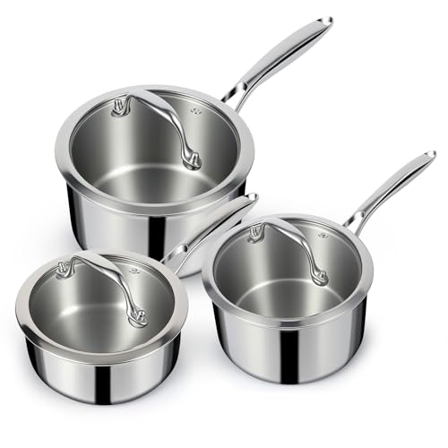 Stainless Steel Saucepan Set with Lids 1QT & 2QT &