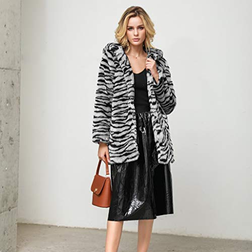 Bowake Women Long Sleeve Thick Hooded Open Front Cardigan Leopard Coat with Pockets