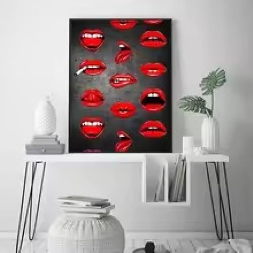 Tableau poster lèvres rouges déco murale grand format cadre 80x120 - 4