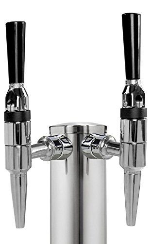 Image of Kegco DT145-2P-STOUT 14 inch Tall Polished Stainless Steel Tower - Stout Faucets, 2 Faucet