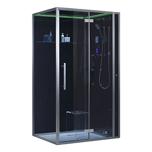 EAGO Dampfdusche DZ990F12 schwarz/ 120×90/ rechts