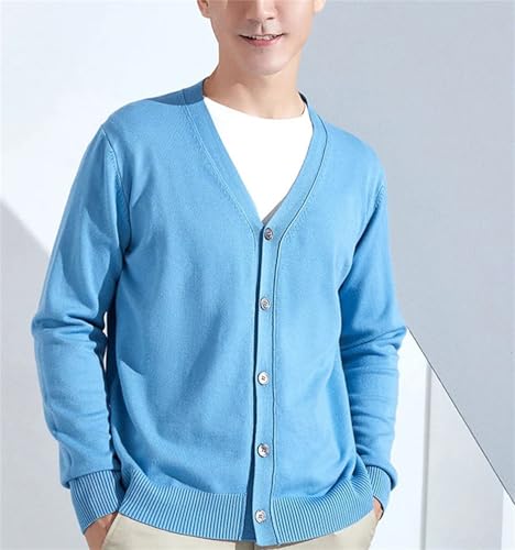 SaoBiiu Men's Knit Wool Blend Cardigan Sweaters Long Sleeve V-Neck Solid Knitted Sweater3