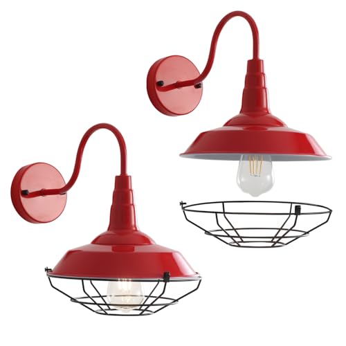 Outdoor Gooseneck Barn Light 2 Pack, Farmhouse Rustic Exterior Wall