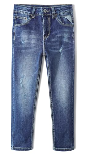 KIDSCOOL SPACE Boys Jeans, 12M-13T Kids Rectangular Pockets BackStretchy Classic Denim Pants - Main Image