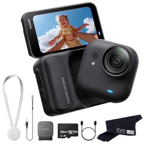 Insta360 GO Ultra Standard Bundle Midnight Black with 256GB Card- Tiny Mighty Hands-Free 4K Cam, Lightweight, Low Light Excellence, Mount Anywhere, FlowState Stabilization, 200 Min Battery Life