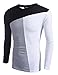 COOFANDY Men's Patchwork Crewneck Casual Slim Fit Long Sleeve Pullover T-Shirt,Type 1 Black,Medium