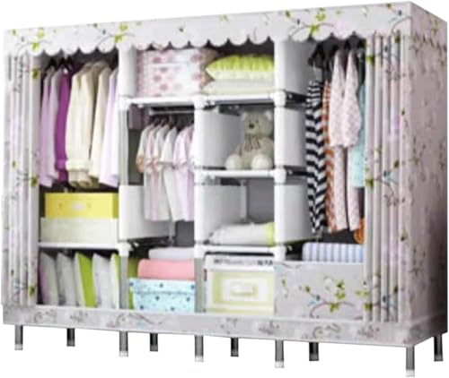 QZLNONTK Clothes Wardrobe, Portable Closet, Steel frame wardrobe, bedroom wardrobe, space-saving, easy to assemble(C,200cm/78.7in)