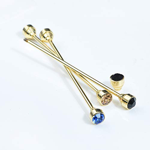 Sparkling Crystal Stone Collar Bar Tie Necktie Pins Shirt Collar Stud Bar For Men With Gift Box (6Pcs Gold) #TOP3