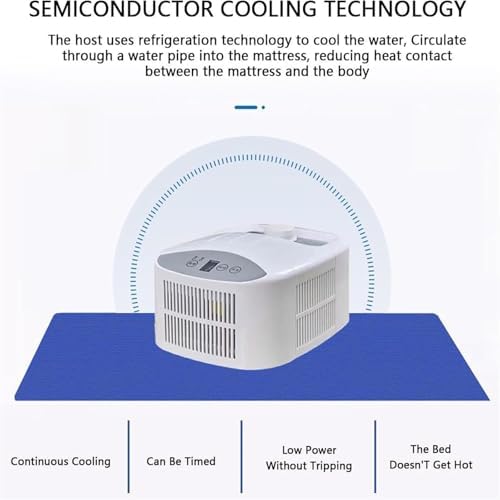 Water Chilly Mat 70W, Mattress Cooling System for Hot Sleepers, Adjustable Cooling Gear (3-6°C), 1-9 Hours Working Time, Single/Double Options, Night Sweat Relief