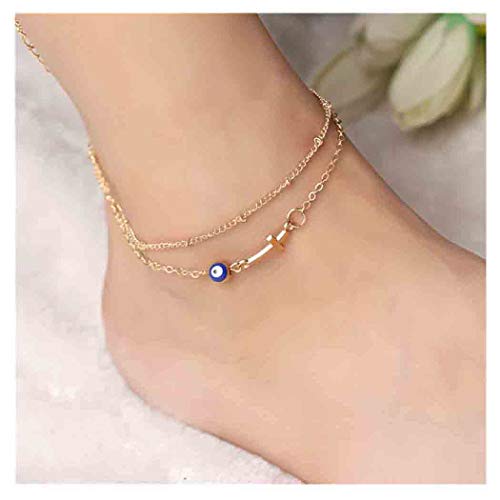 Olbye Evil Eye Anklet Bracelet Gold Layering Ankle Bracelet Personalize Foot Chain Jewelry for Women and Girls Beach Wedding