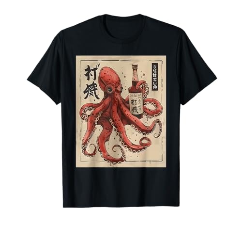Osaka Saké Octopus Vintage Ukiyoe Japanese Style T-Shirt