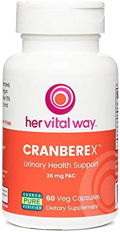 Her Vital Way Cranberex - Cranberry Pills for Women and Men - Cranberry Supplement with 36mg PAC - Cranberry Extract Capsules for Urinary Tract Health and Kidney Care - 60 Veg Capsules