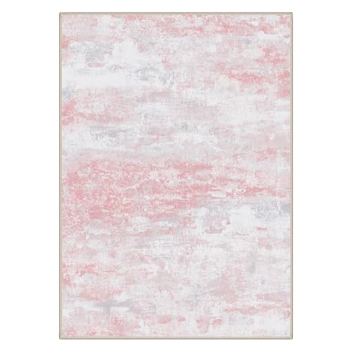 Image of BEIMO Area Rugs 8x10 for Living Room Bedroom, Modern Abstract Machine Washable Rug, Large Soft Low Pile Floor Carpet with Non Slip Backing for Dining Room, Pink
