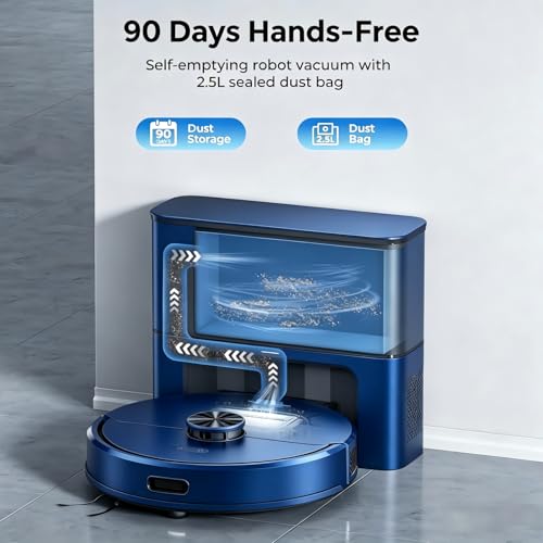Image of Kilgone Robot Vacuum, Self-Emptying 90-Day Hands-Free Dustbag, App /Alexa /Google Assistant for Pet Hair, Carpet & Hard Floor