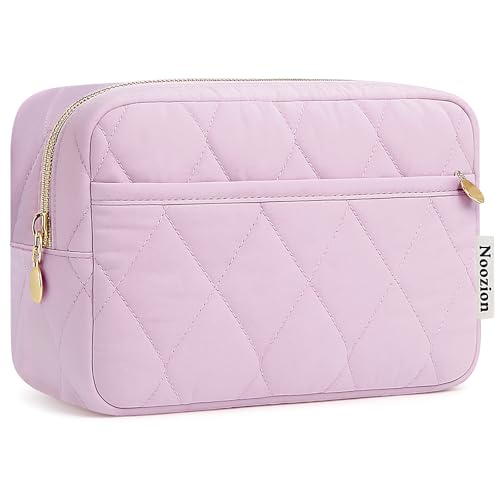 Noozion Makeup Bag Travel Toiletry Bag, Puffy Padded Cosmetic Bag for Women, Makeup Organizer Case, Wide-open Pouch Purse, Travel Essentials