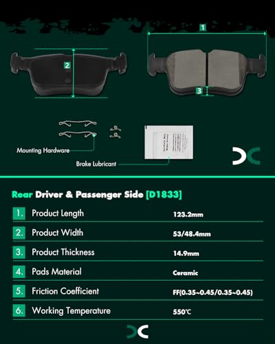 Image of SCITOO D2300 D1833 Front & Rear Ceramic Brake Pad Sets 2021 For Ford For Bronco Sport,2020-2022 For Escape,2022-2023 For Maverick,2020-2022 For Lincoln For Corsair