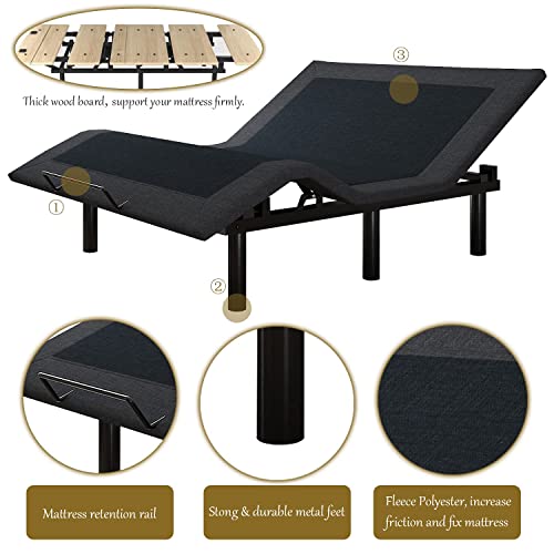 Sha Cerlin Split King Size Adjustable Bed Base/Bed Frame With Motorized Head And Foot Incline,Zero-Gravity,Wireless Remote,Wood Board Support (Only Base) #TOP5