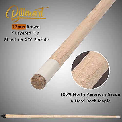 Pool Cue Stick, Billiard Cue Sticks With Hard Case, 2-Pieces 58" Pool Table Sticks, 13 Mm Tip Pool Queue, 19-21 Oz Pool Que (Brown,21Oz) #TOP1