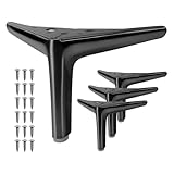 VEHCIL 4.7-inch Furniture Legs, Legs for Furniture Set of 4, Modern Furniture Feet for Cabinet Sofa Couch Table Chair Bed Dresser Wardrobe Risers DIY Replacement-Brushed Satin Nickel